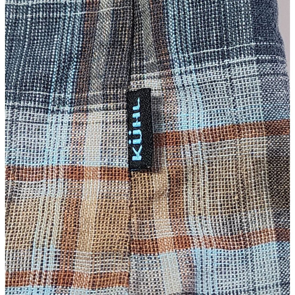 Kuhl Mens‎ Size XL Short Sleeve Plaid Linen/Cotton Button Up Camp Shirt - Picture 5 of 12